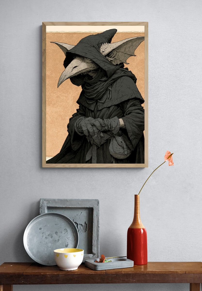 Plague Doctor Illustration Poster. — room view 3