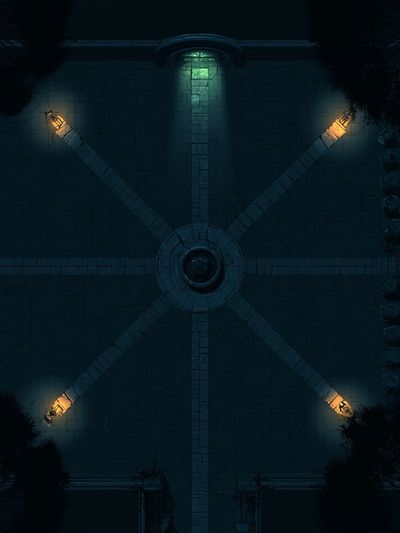 Moonlit Courtyard Geometry Print. poster