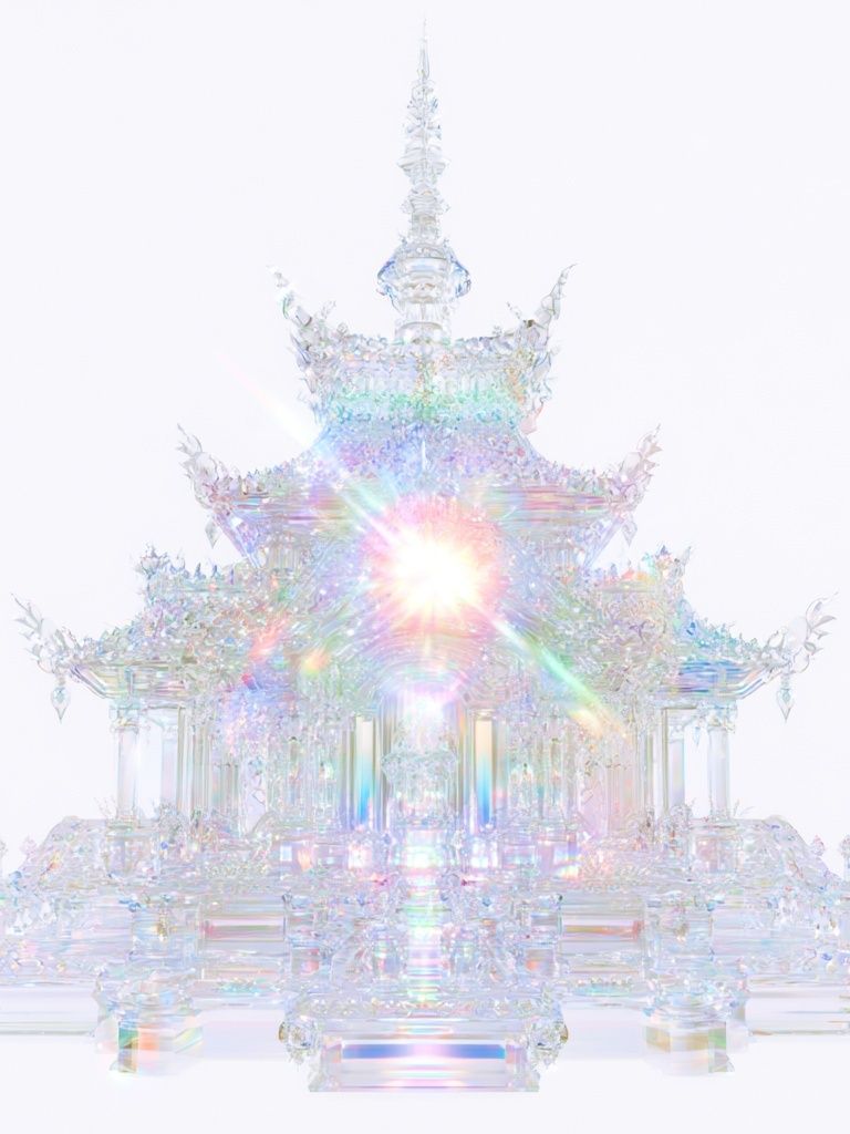Iridescent Crystal Temple Print. poster — illustration art