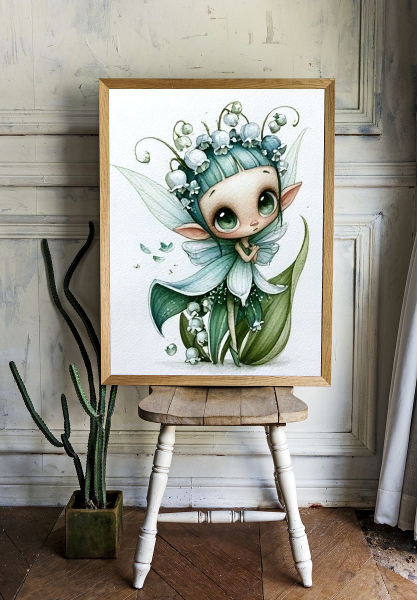 Flower Fairy Watercolor Poster. room preview