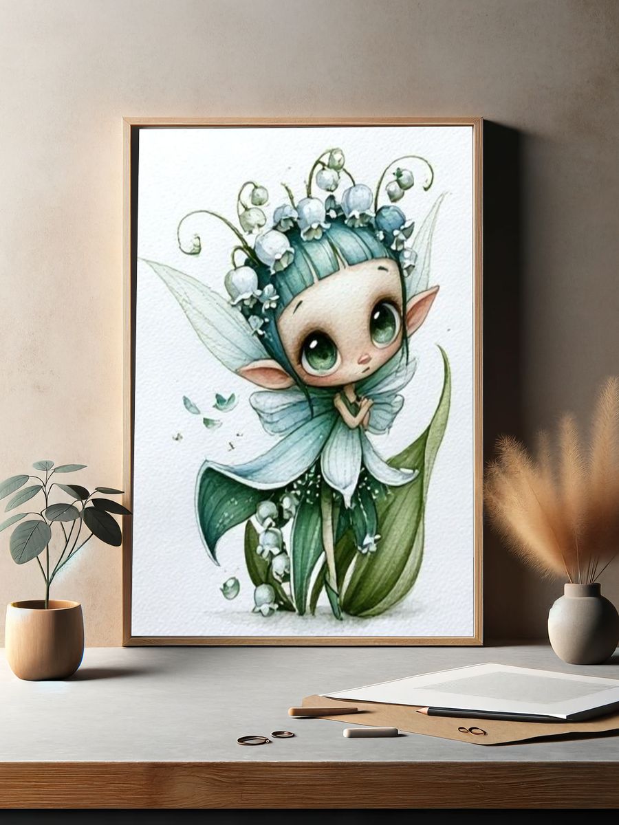 Flower Fairy Watercolor Poster. — room view 2