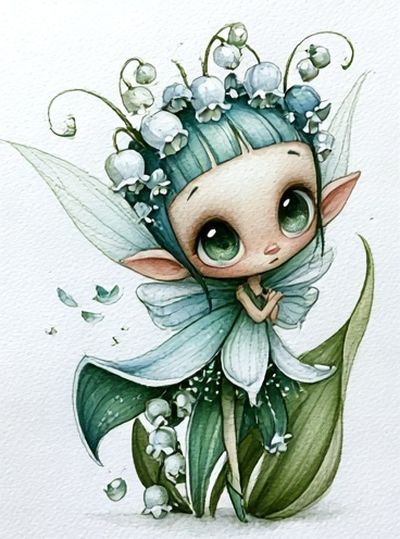 Flower Fairy Watercolor Poster.