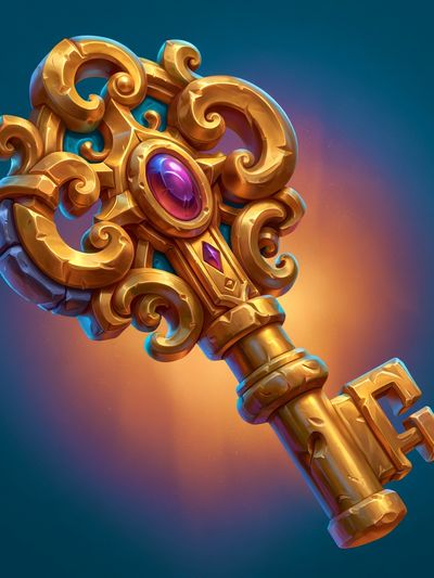 Golden Ornate Key Illustration Poster. poster