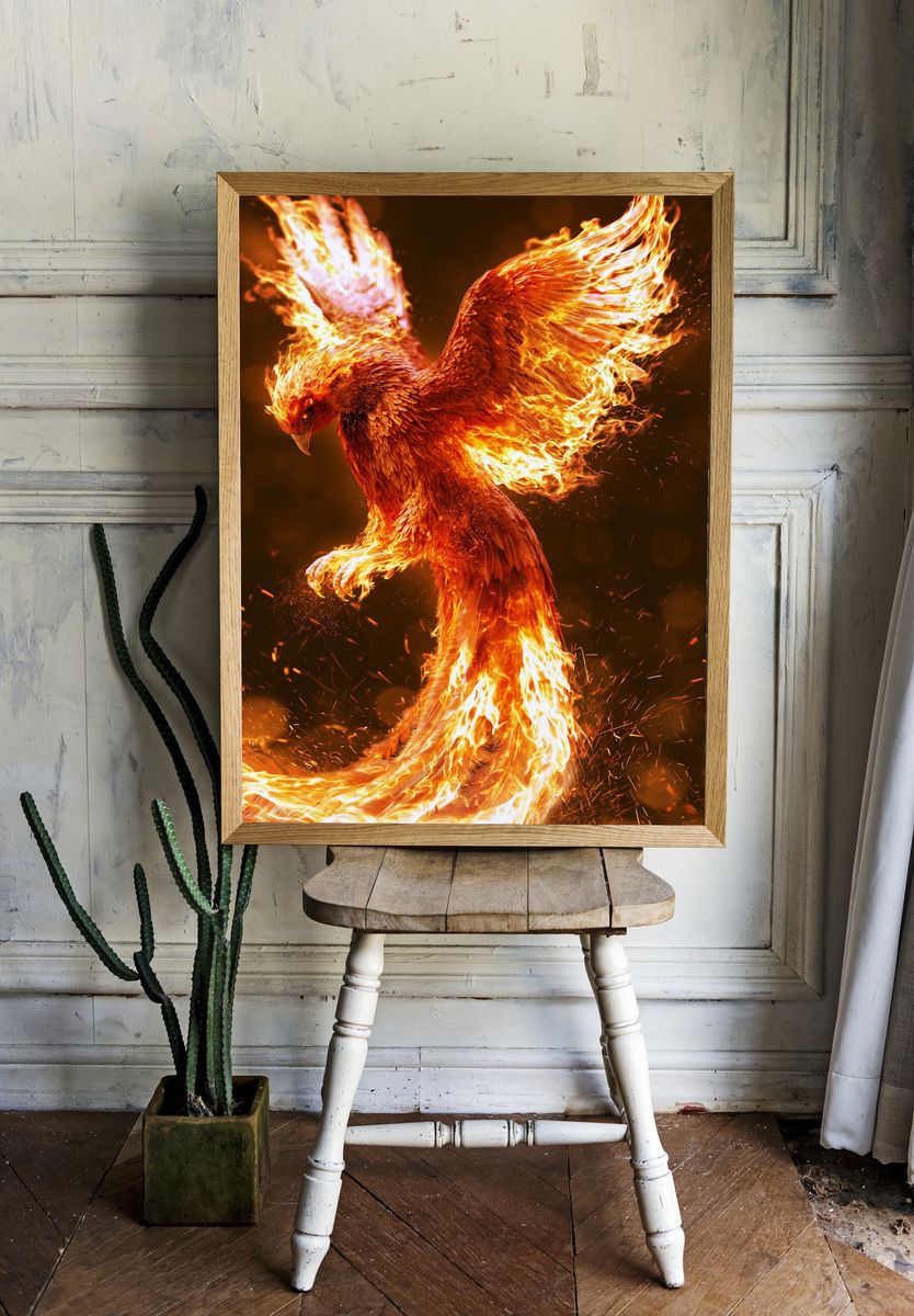 Phoenix Firebird Illustration Poster. — room view 1