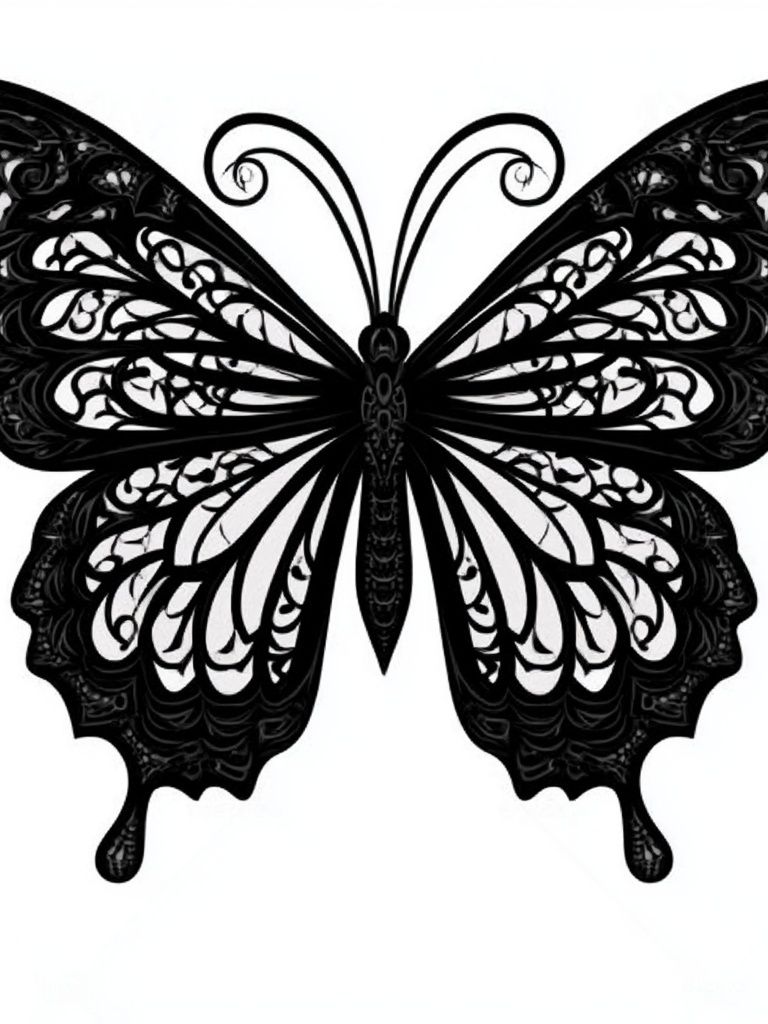 Ornate Butterfly Line-Art Print. poster detail