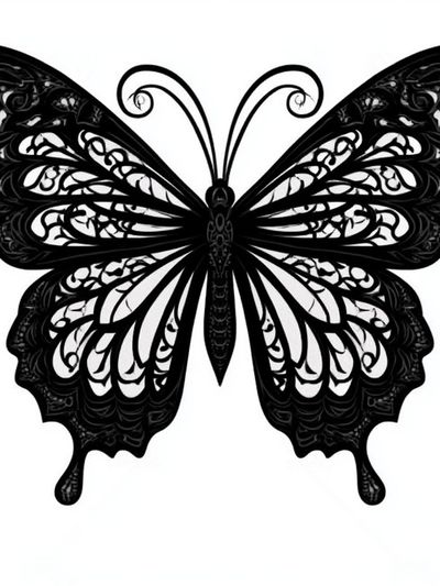 Ornate Butterfly Line-Art Print.