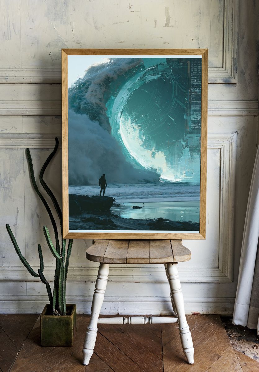 Surreal Ocean Portal Print. — room view 1