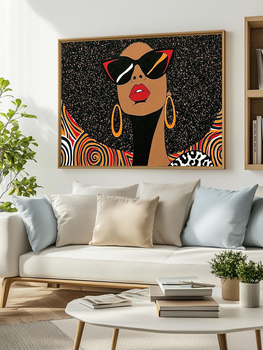 Afro Glam Portrait Illustration Poster. — room view 2