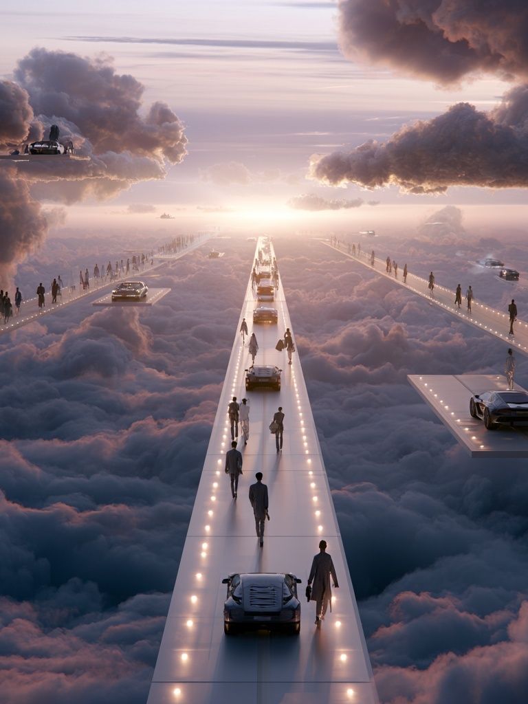 Cloud Highway Dreamscape Print. poster — illustration art