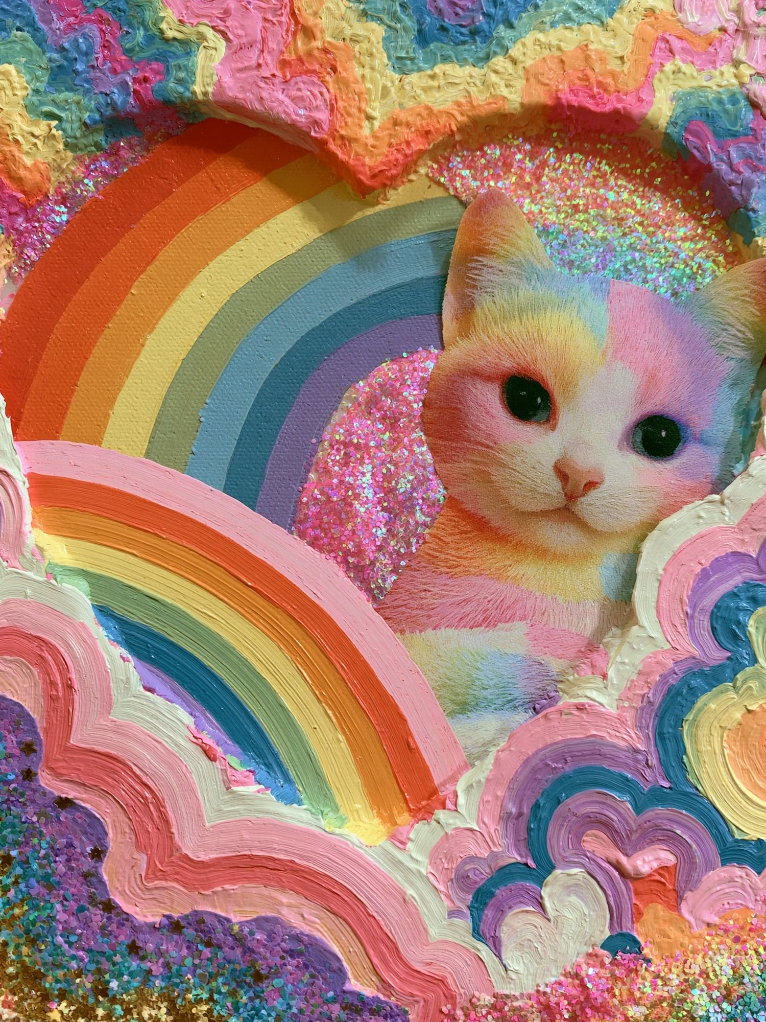 Rainbow Cat Dreamscape Illustration Poster. poster detail
