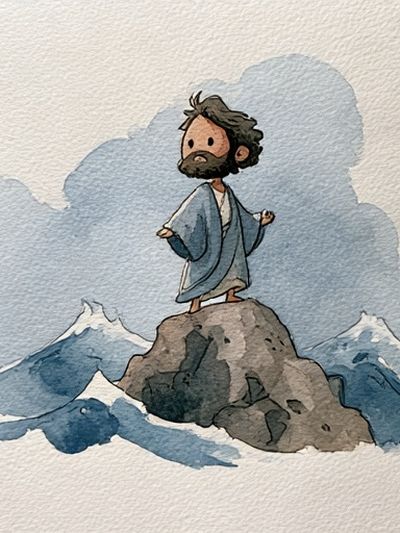 Watercolor Mountain Figure Print.
