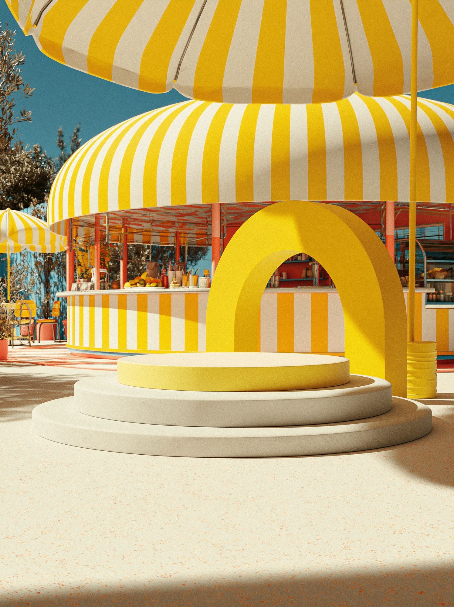 Sunny Striped Pavilion Poster. poster — illustration art