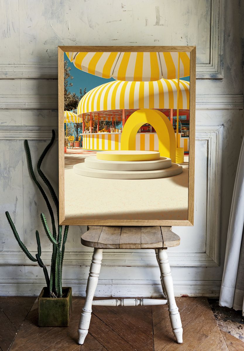 Sunny Striped Pavilion Poster. — room view 1