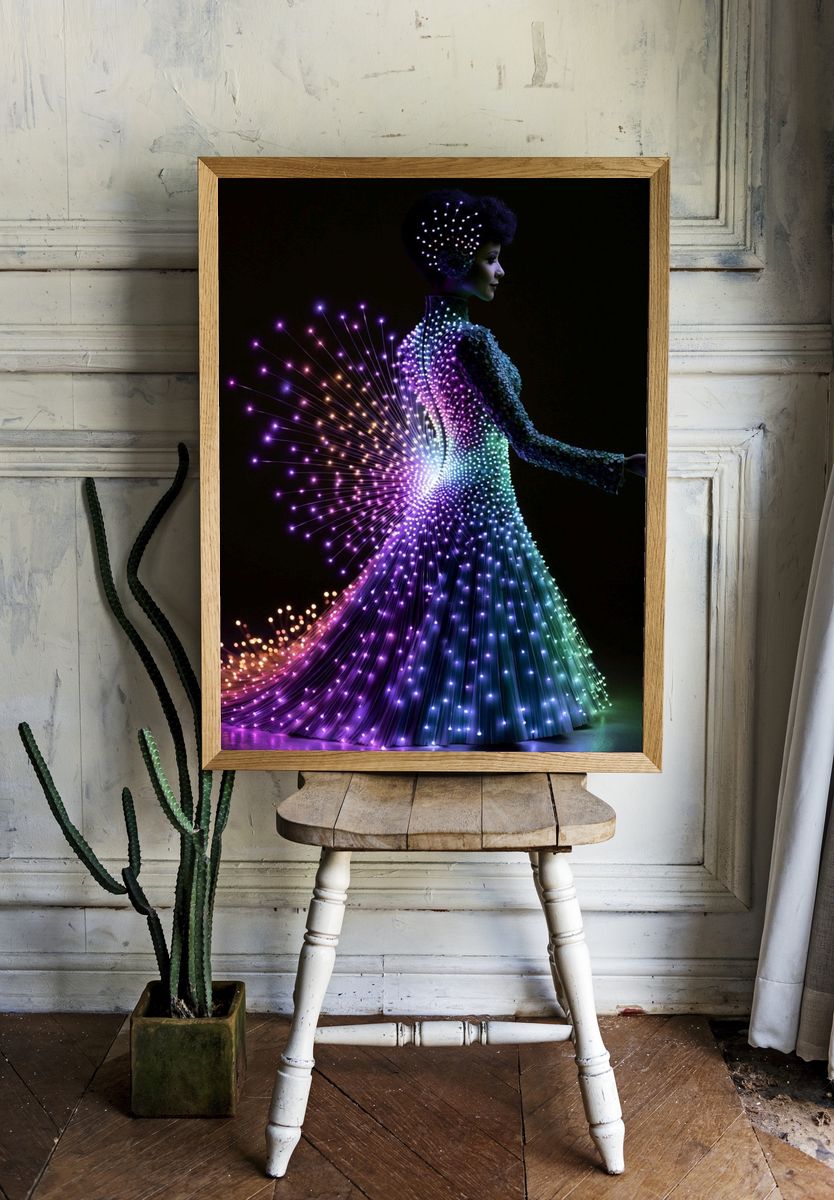 Neon Light Figure Illustration Poster. room preview