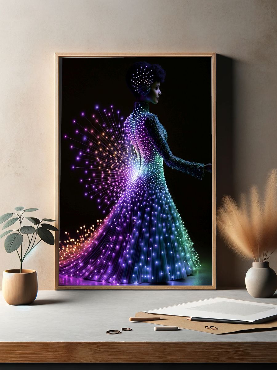 Neon Light Figure Illustration Poster. — room view 2