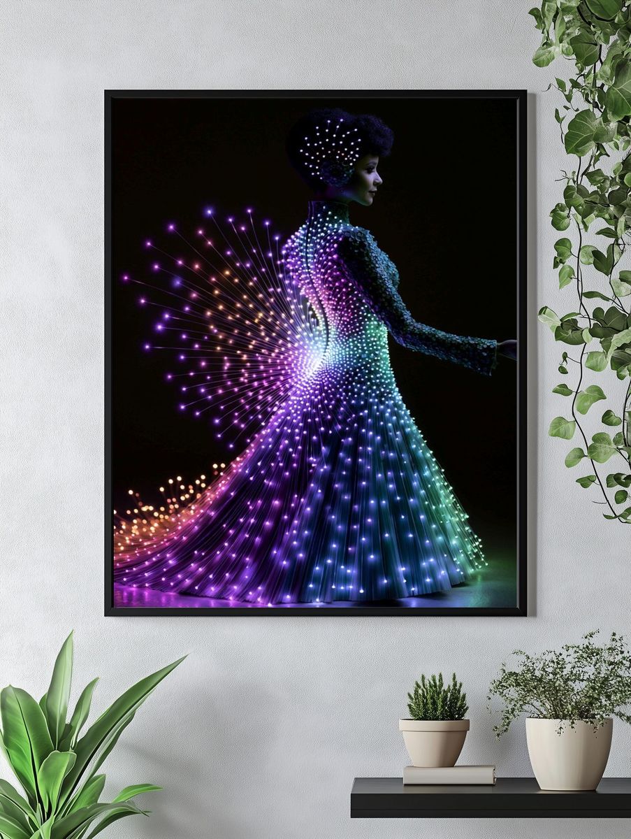 Neon Light Figure Illustration Poster. — room view 4