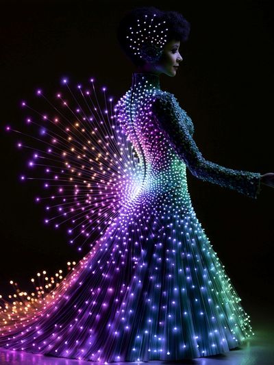 Neon Light Figure Illustration Poster.
