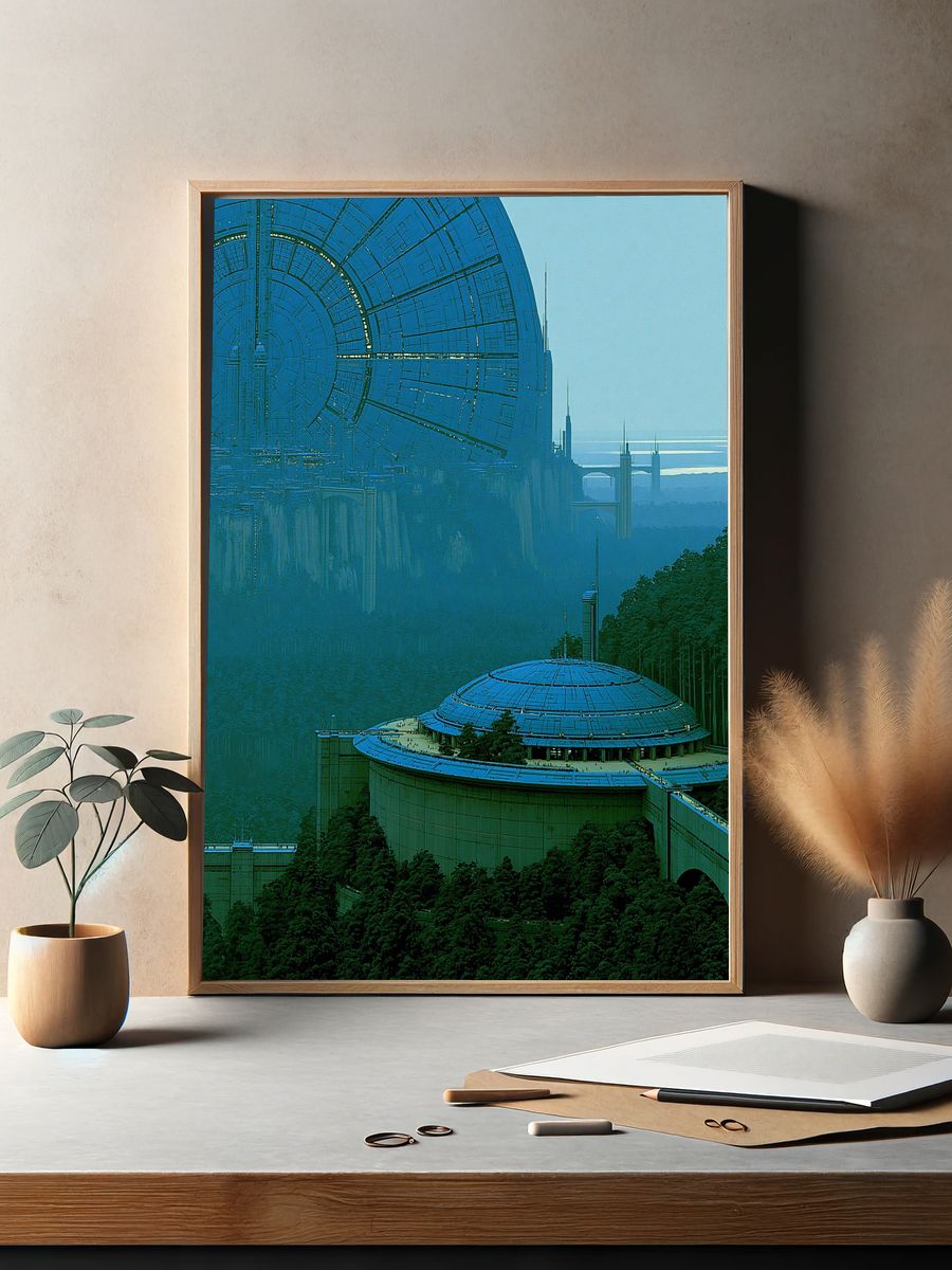 Futuristic Space Station Landscape Poster. — room view 2