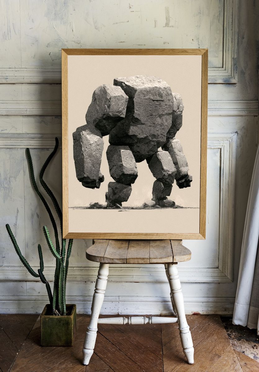 Stone Golem Illustration Poster. room preview