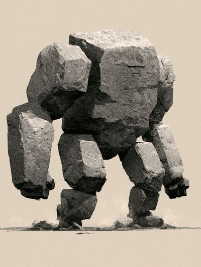 Stone Golem Illustration Poster.