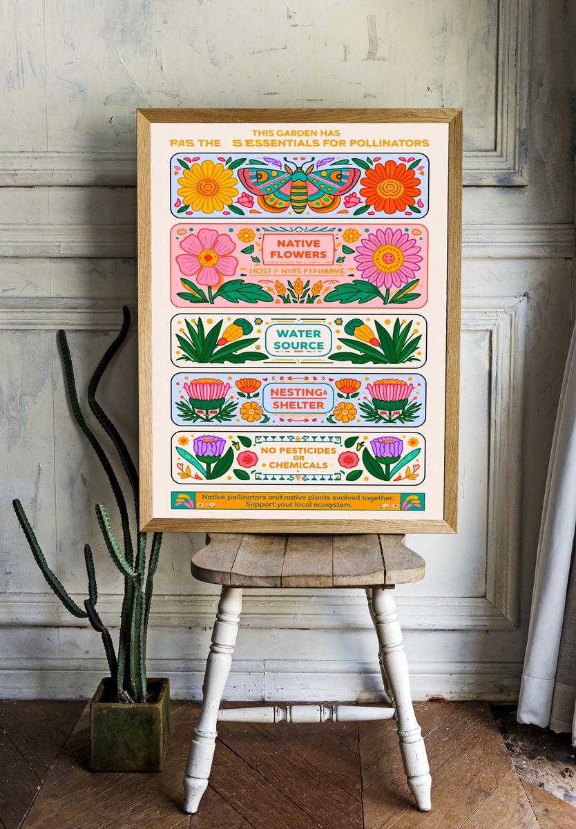 Pollinator Garden Guide Typography Poster. room preview