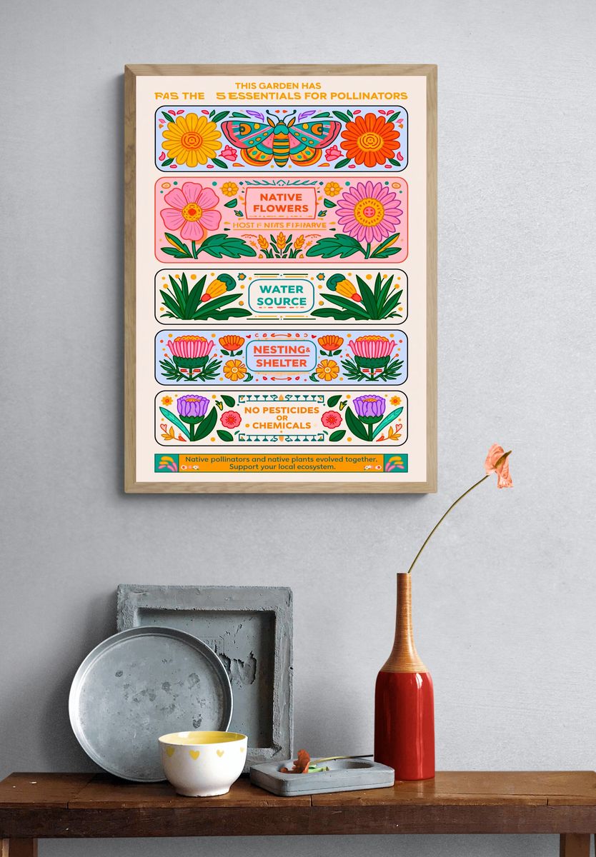 Pollinator Garden Guide Typography Poster. — room view 3
