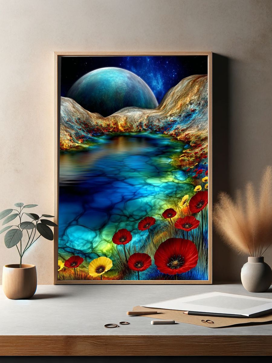 Cosmic Bloom Surrealism Poster. — room view 2