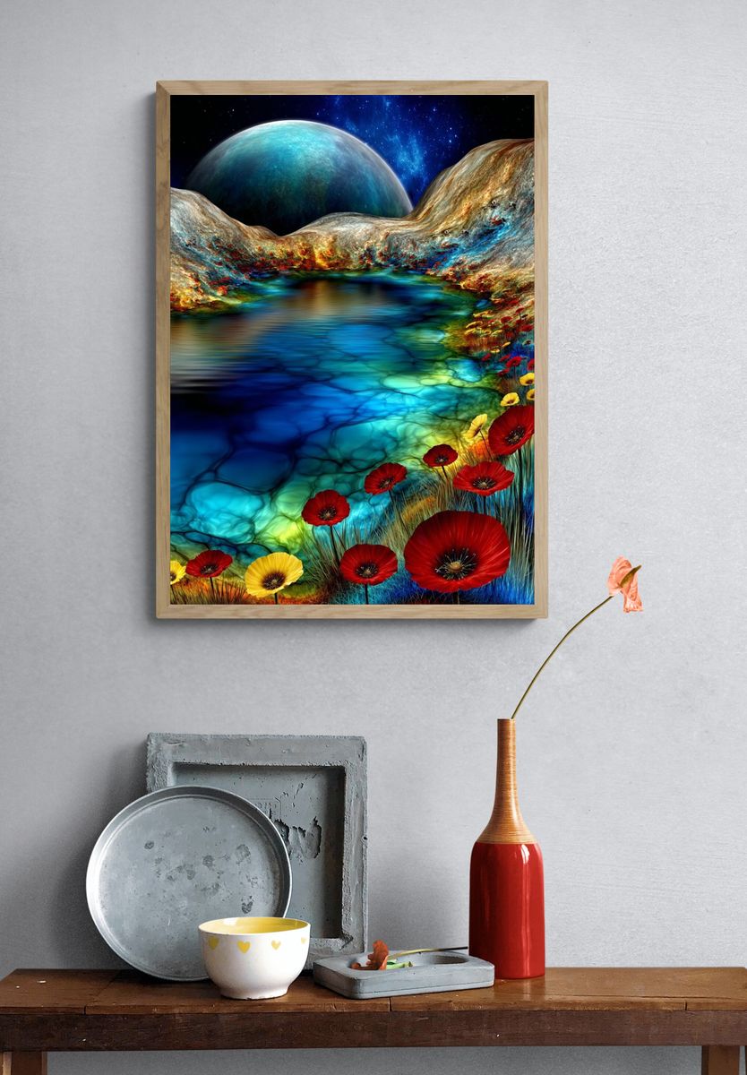 Cosmic Bloom Surrealism Poster. — room view 3