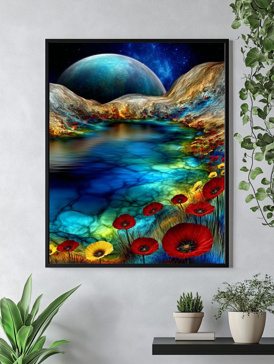 Cosmic Bloom Surrealism Poster. — room view 4