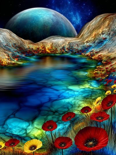 Cosmic Bloom Surrealism Poster. poster