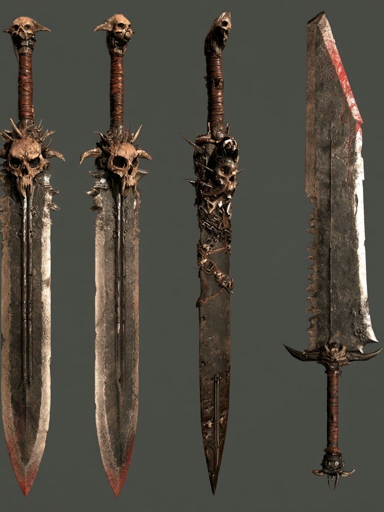 Dark Fantasy Swords Illustration Print. poster detail