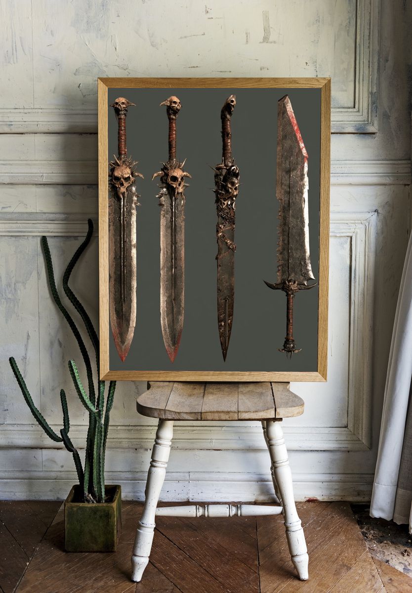 Dark Fantasy Swords Illustration Print. — room view 1