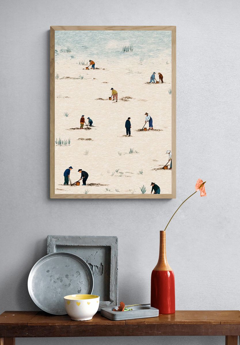 Rice Field Workers Illustration Print. — room view 3
