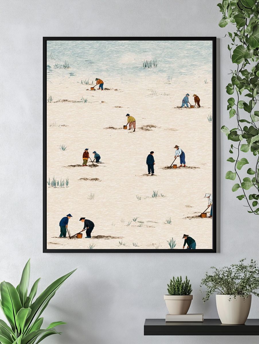 Rice Field Workers Illustration Print. — room view 4