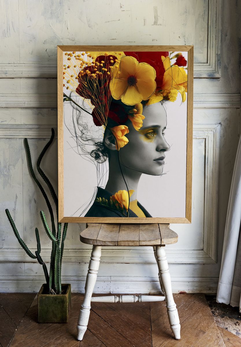 Floral Portrait Illustration Poster. room preview