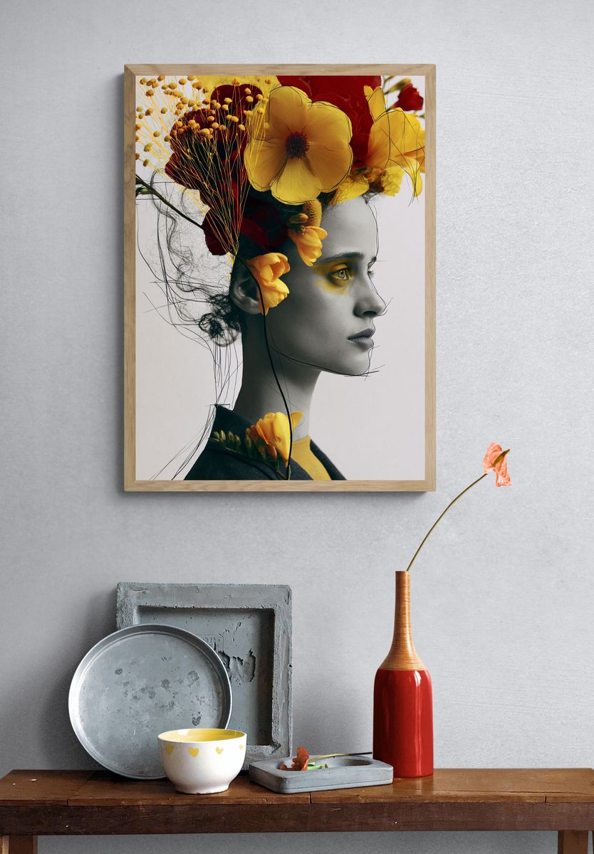 Floral Portrait Illustration Poster. — room view 3