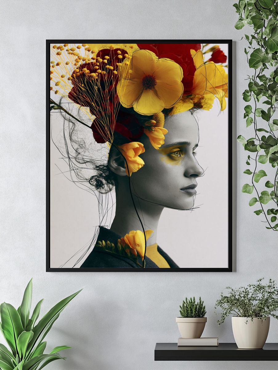 Floral Portrait Illustration Poster. — room view 4