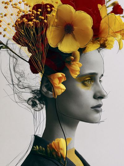 Floral Portrait Illustration Poster. poster