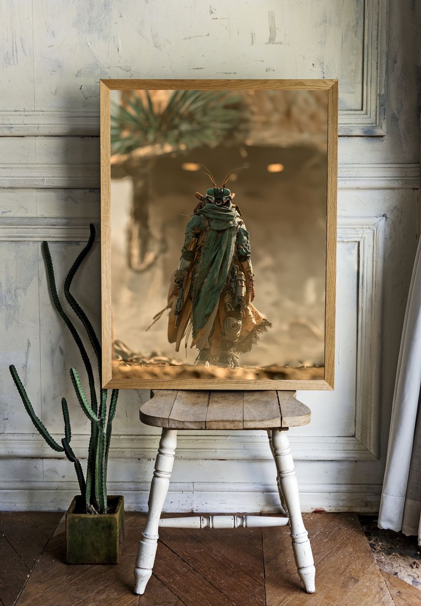 Desert Insect Warrior Poster. room preview
