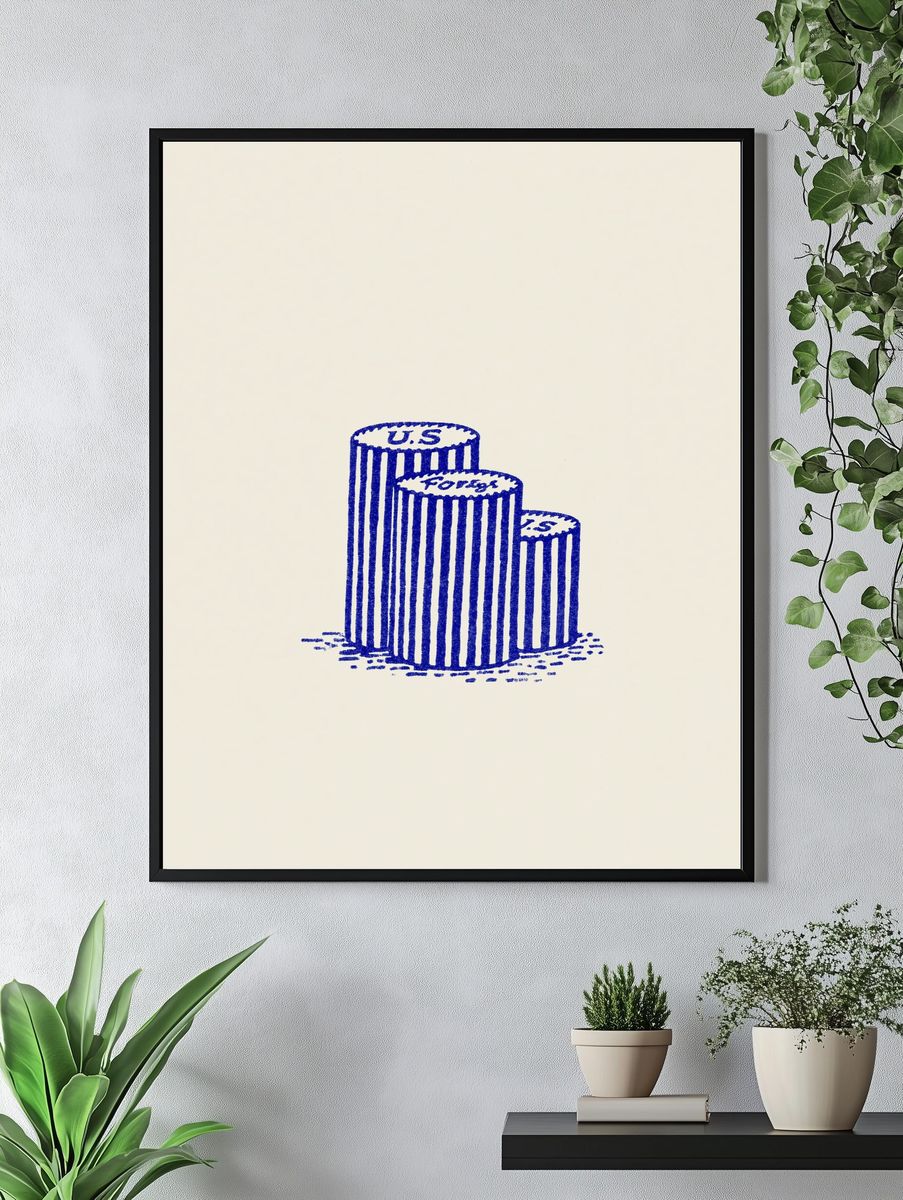 U.S. Forest Stumps Illustration Poster. — room view 4