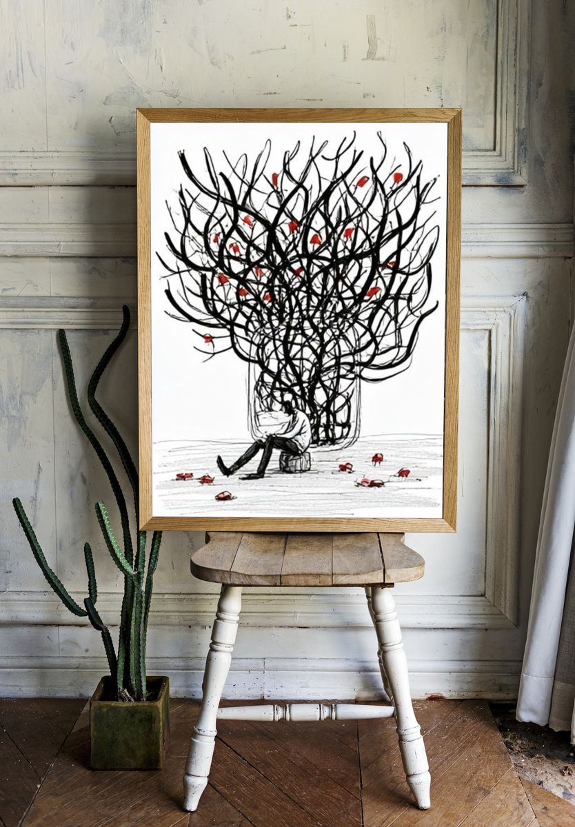 Solitary Figure Under Tree Poster. room preview