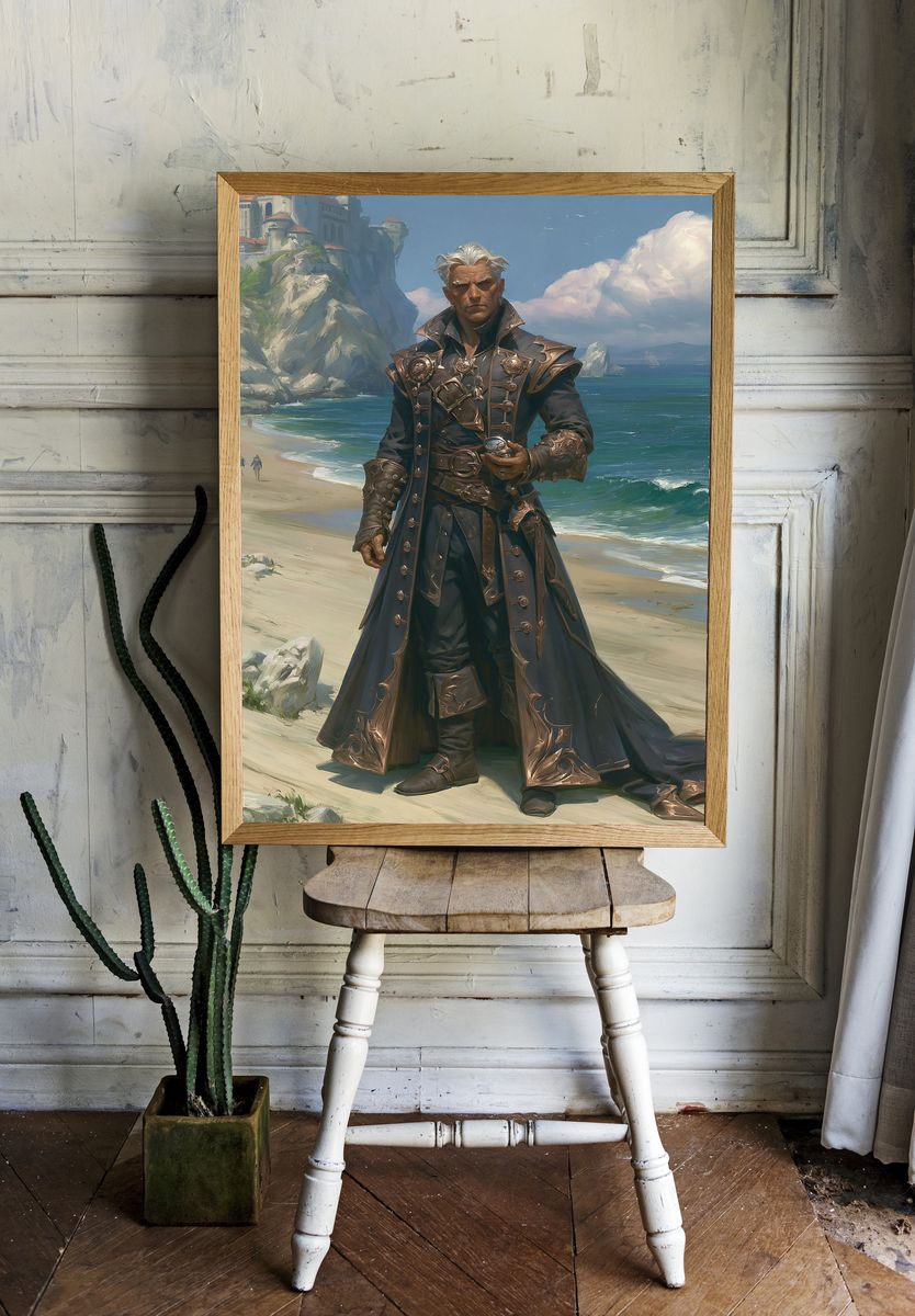 Seaside Sorcerer Portrait Print. room preview