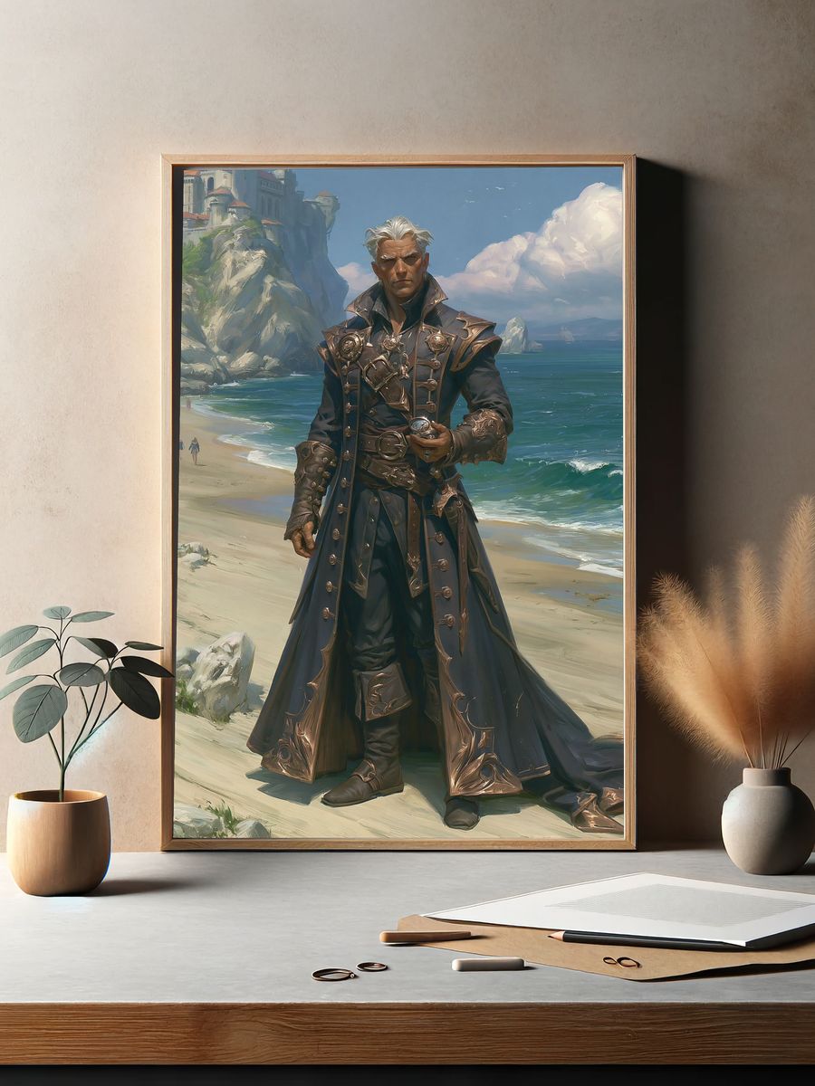 Seaside Sorcerer Portrait Print. — room view 2