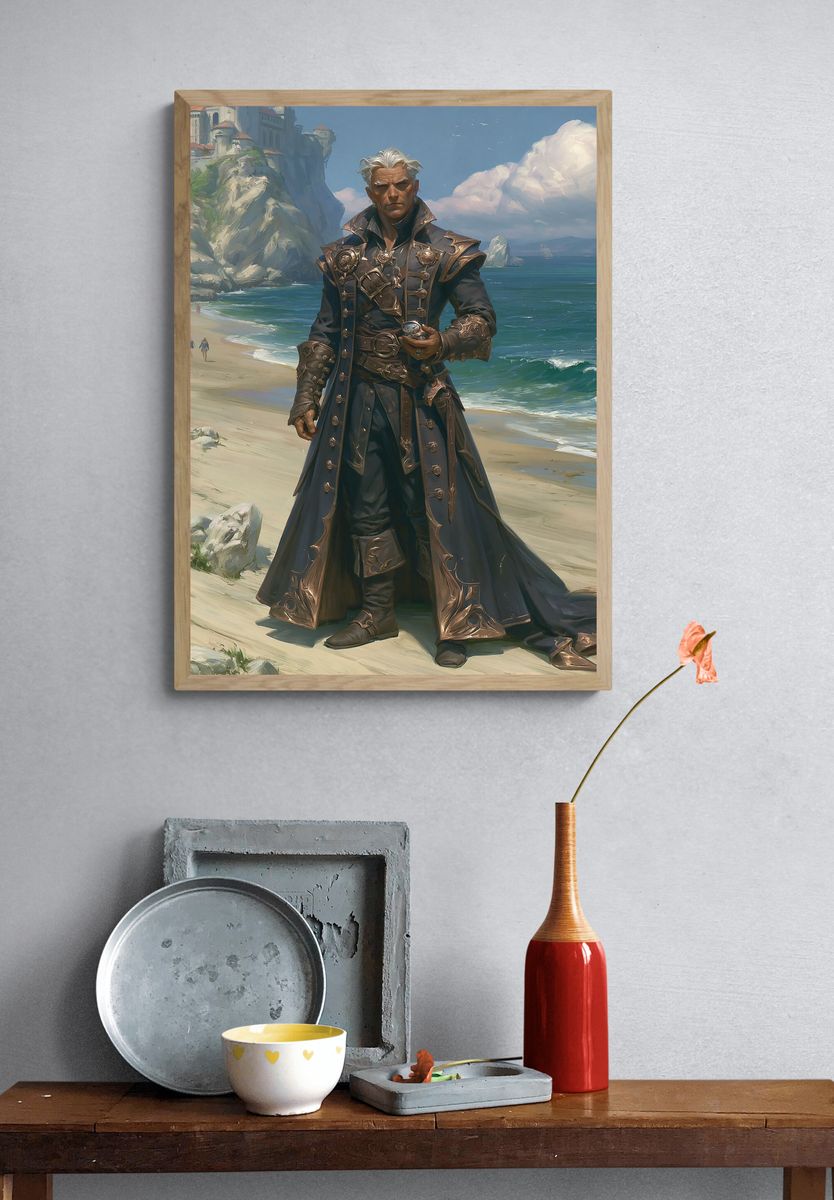 Seaside Sorcerer Portrait Print. — room view 3