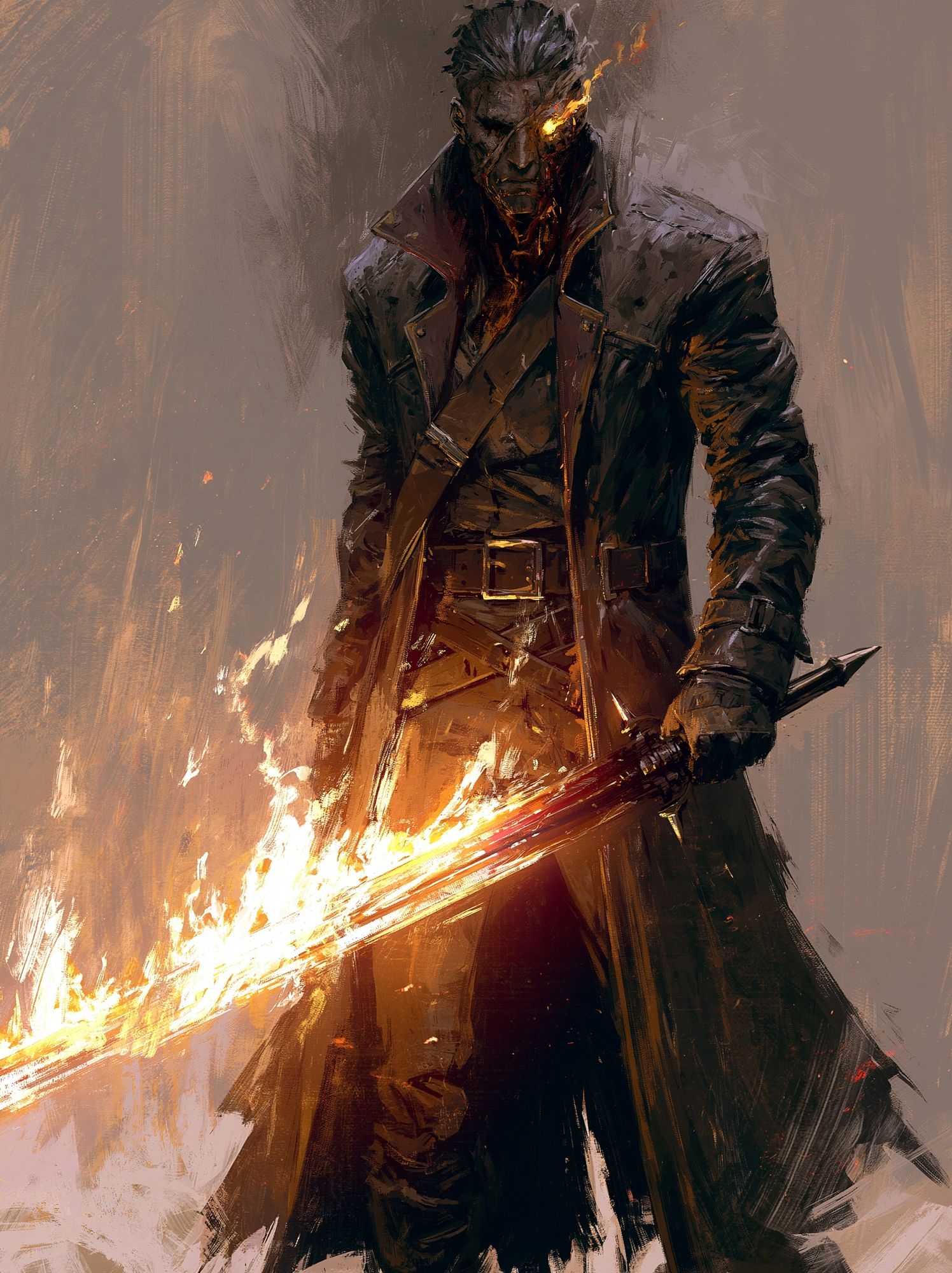 Flaming Swordsman Digital Art Poster. poster — illustration art