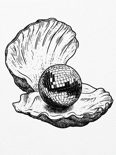 Seashell Disco Ball Print.