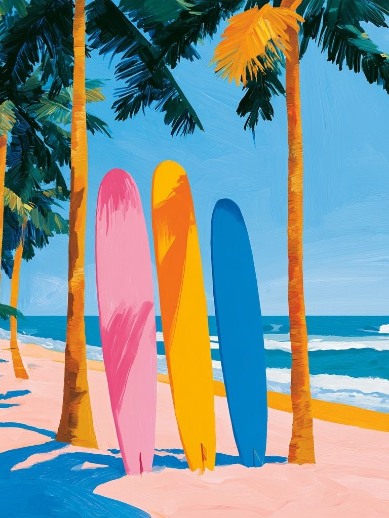 Tropical Surfboards Illustration Poster. poster detail