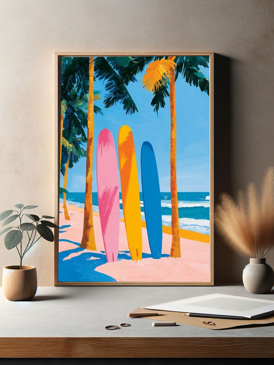 Tropical Surfboards Illustration Poster. — room view 2