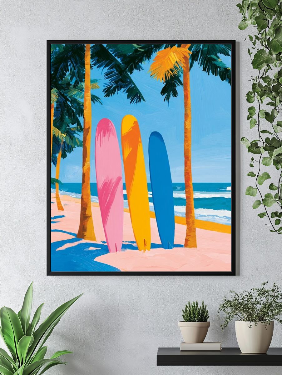 Tropical Surfboards Illustration Poster. — room view 4