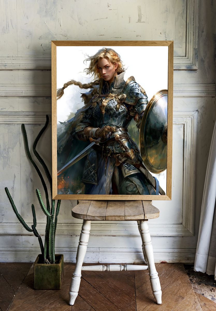 Armored Warrior Fantasy Illustration Poster. — room view 1